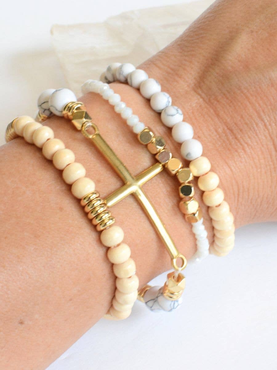 Gold Cross Bracelet Set
