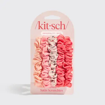 Ruched Satin Scrunchies - Cherry