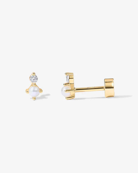 Pearl & Crystals Small Flat Back Studs