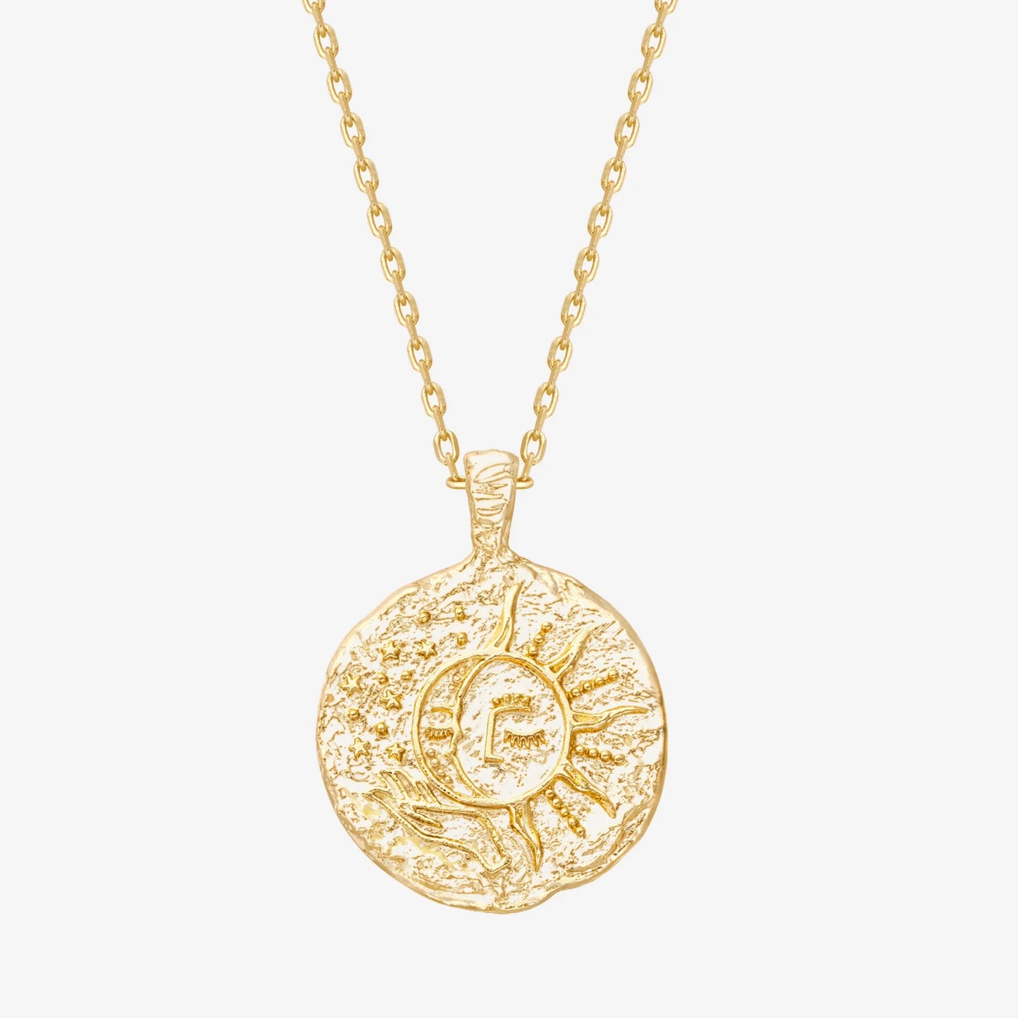 Sun-Moon Engraved Coin Pendant