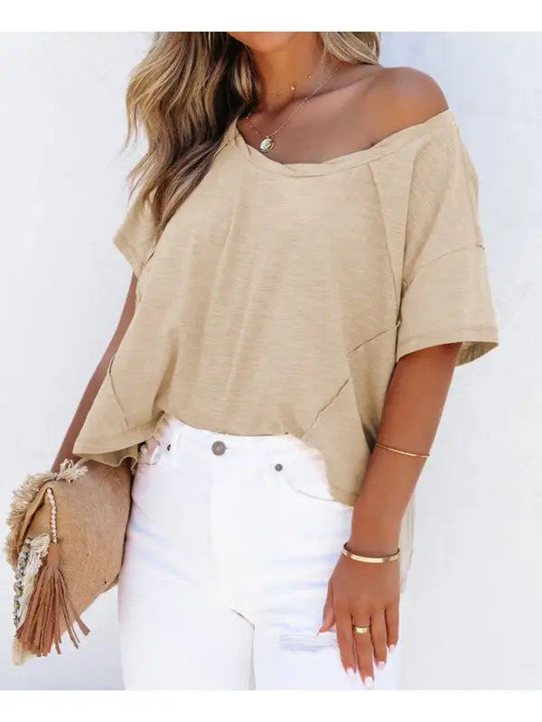 Patched Side Slit Tee